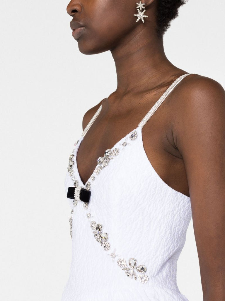 White Crystal-embellished Mini Dress