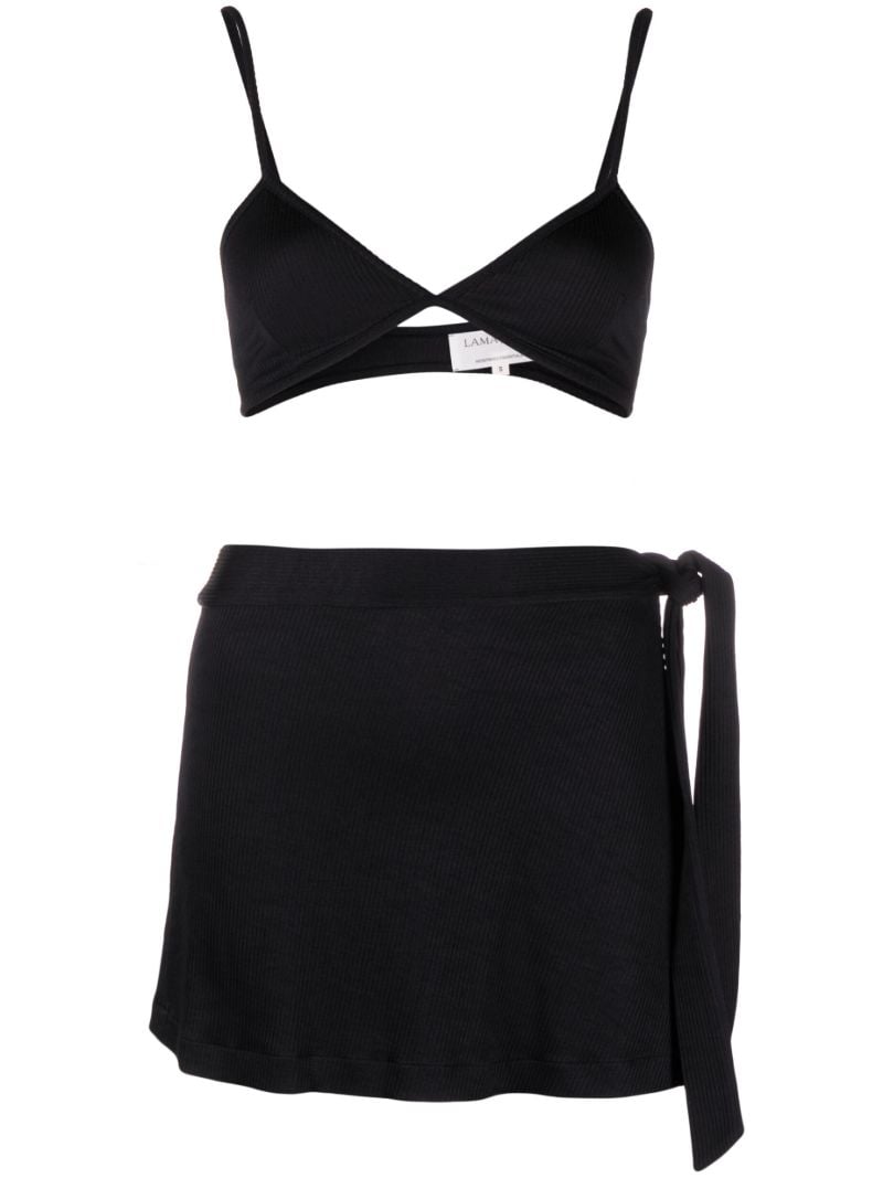 Black Ribbed Skirt and Top Set