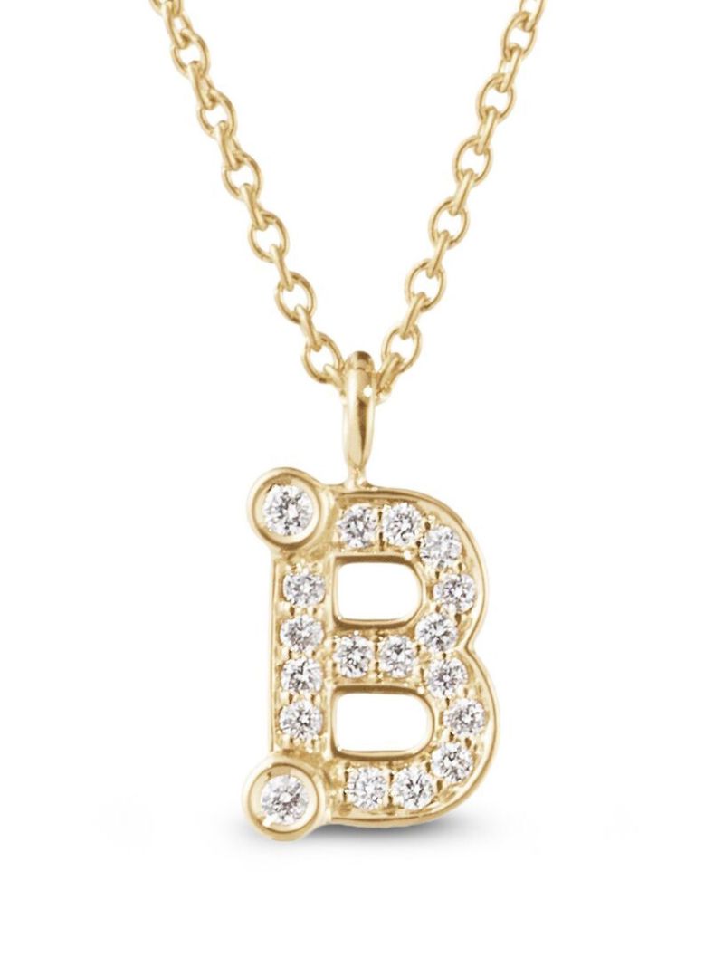 18k Yellow Gold Simple B Diamond Necklace