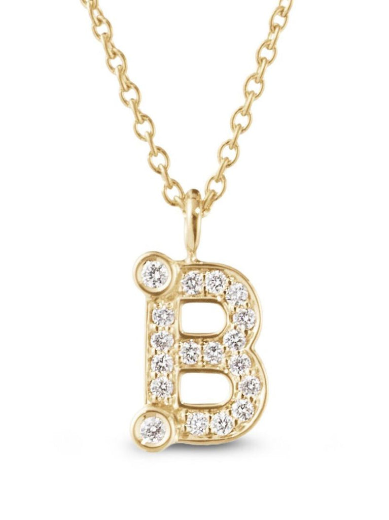 18k Yellow Gold Simple B Diamond Necklace