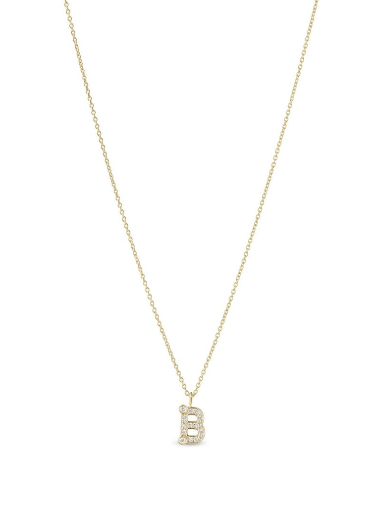 18k Yellow Gold Simple B Diamond Necklace