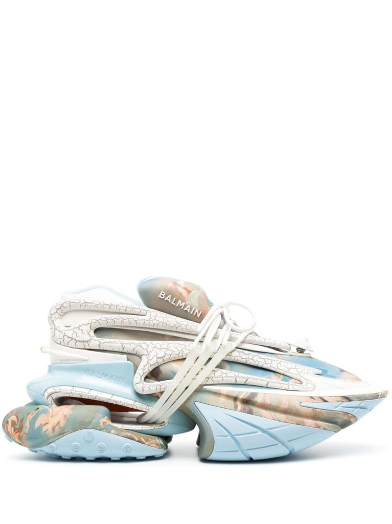 Blue Unicorn Low Panelled Sneakers