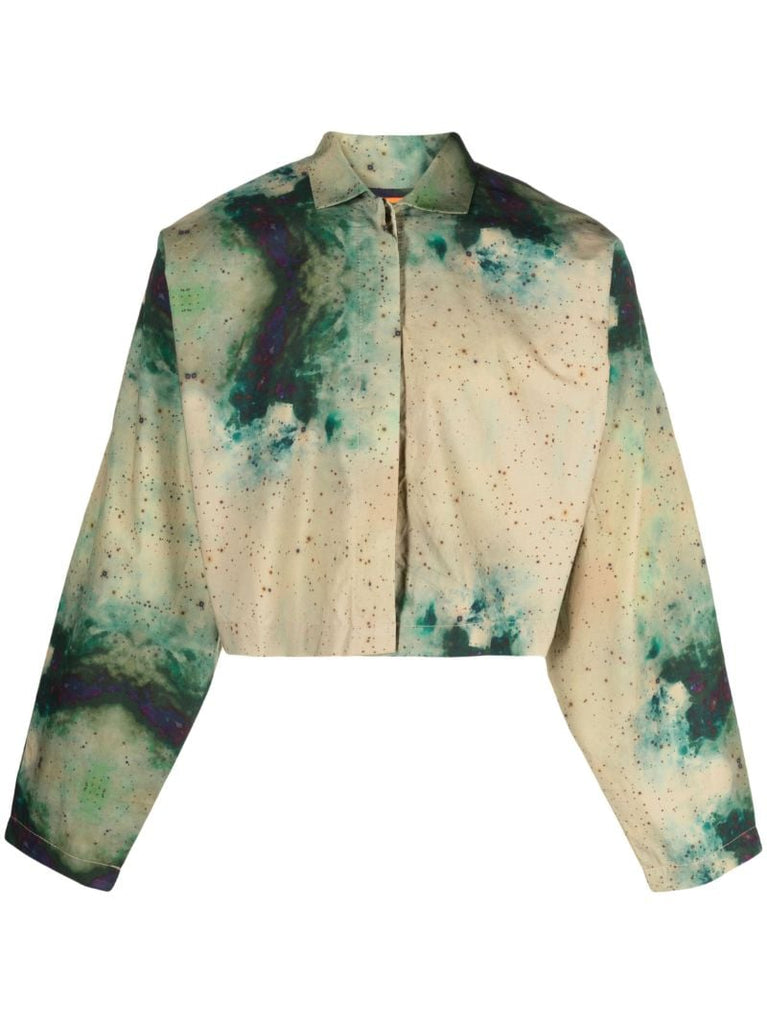 Green Tolani Cropped Shirt Jacket