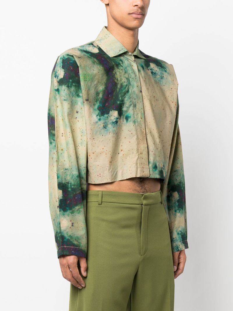 Green Tolani Cropped Shirt Jacket