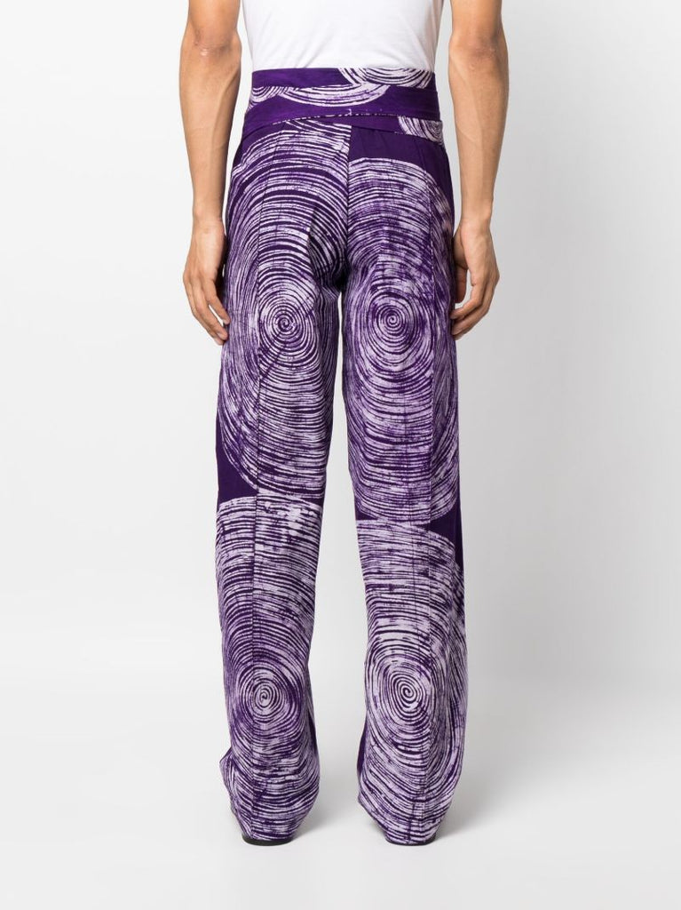 Purple Adire Graphic Print Trousers
