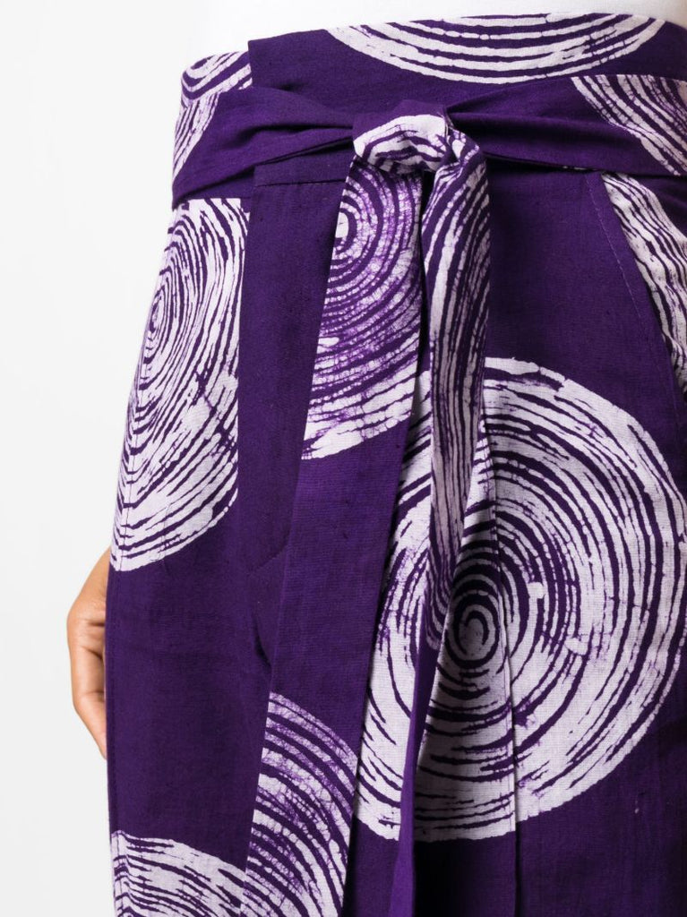 Purple Adire Graphic Print Trousers