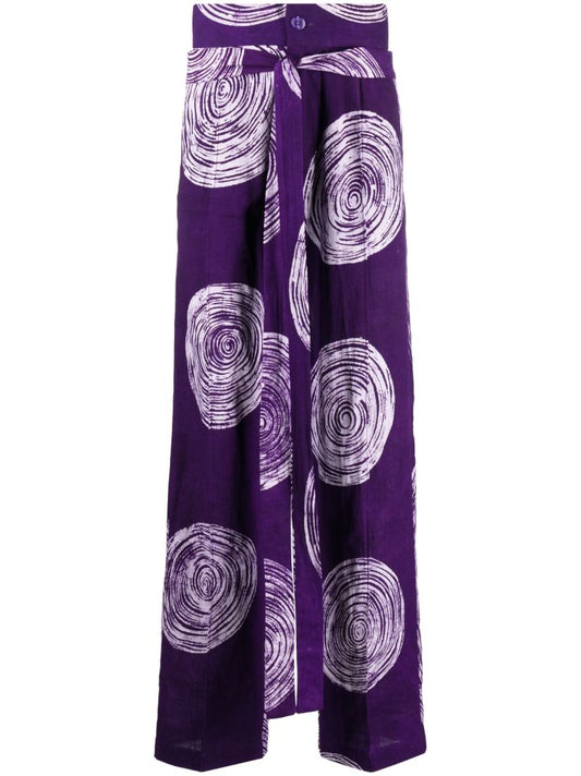 Purple Adire Graphic Print Trousers