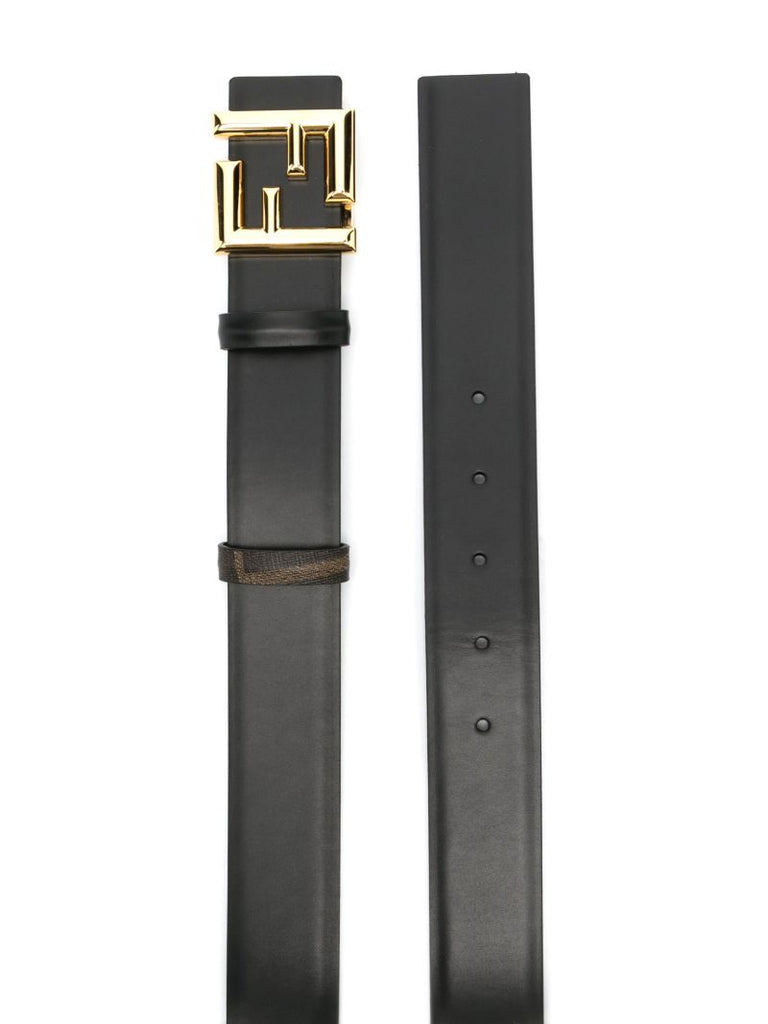 Black Ff Leather Reversible Belt