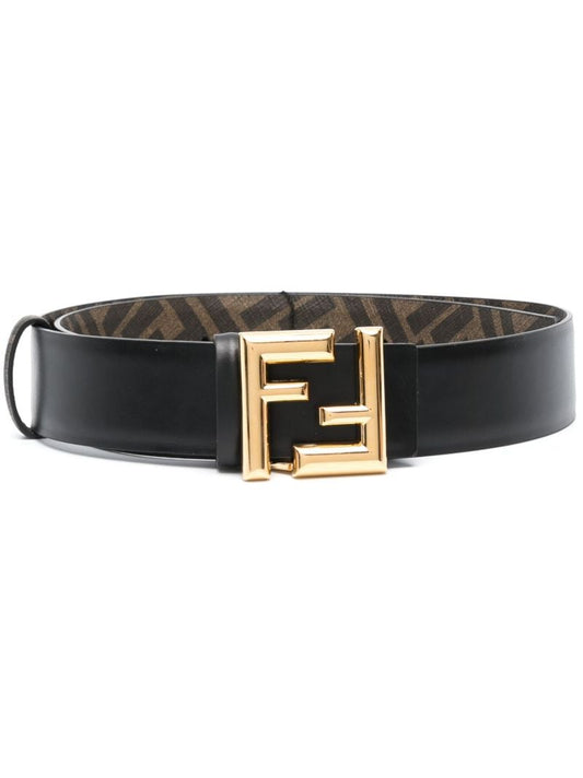 Black Ff Leather Reversible Belt