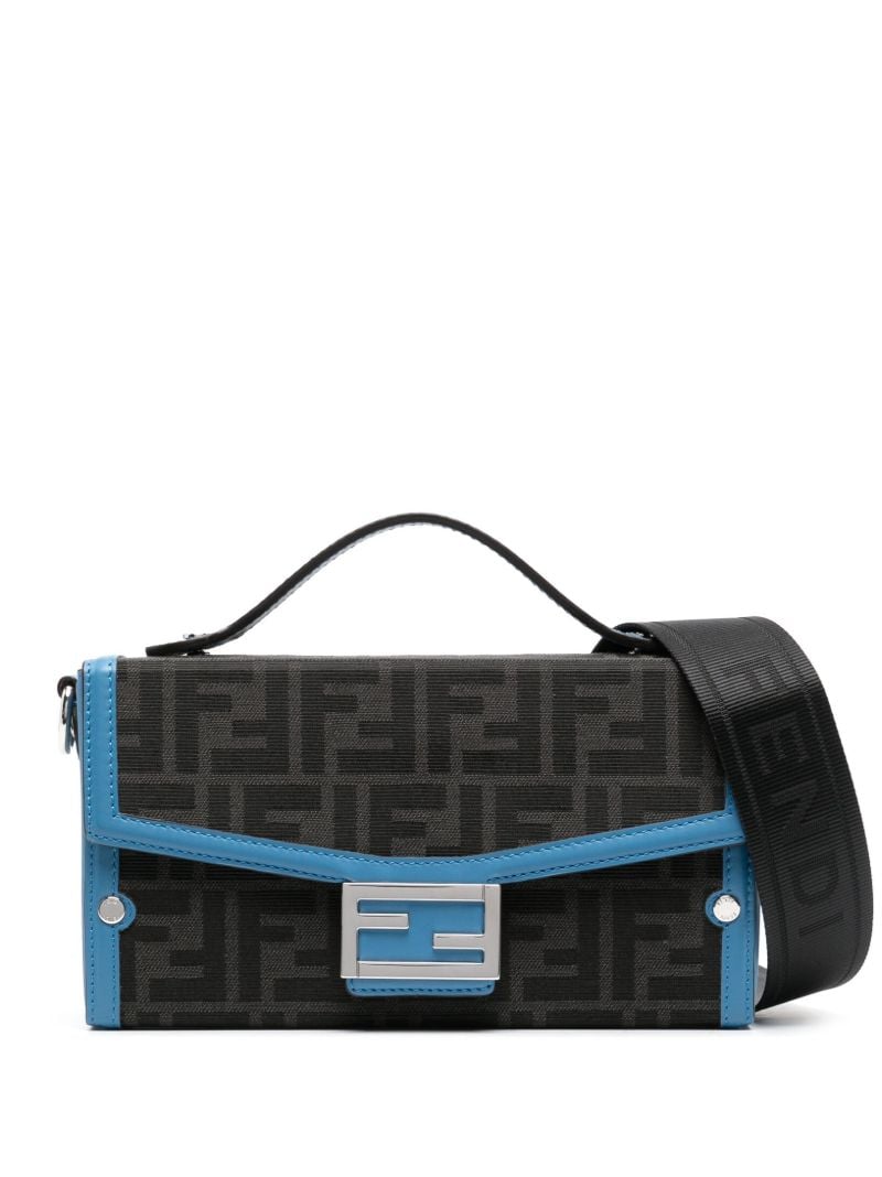 Grey Ff Jacquard Baguette Cross Body Bag