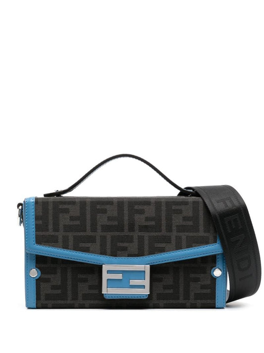 Grey Ff Jacquard Baguette Cross Body Bag