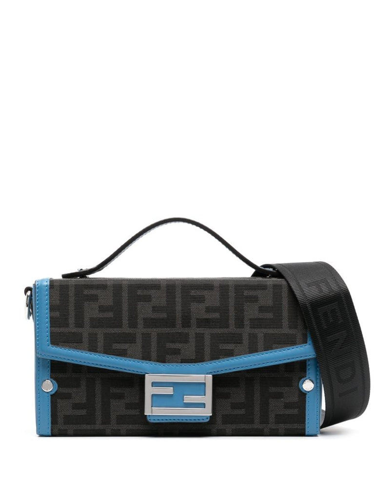 Grey Ff Jacquard Baguette Cross Body Bag