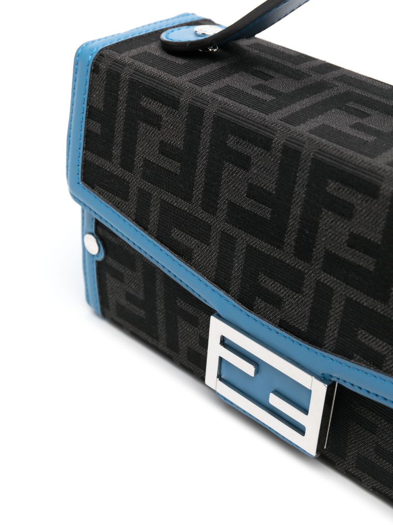 Grey Ff Jacquard Baguette Cross Body Bag