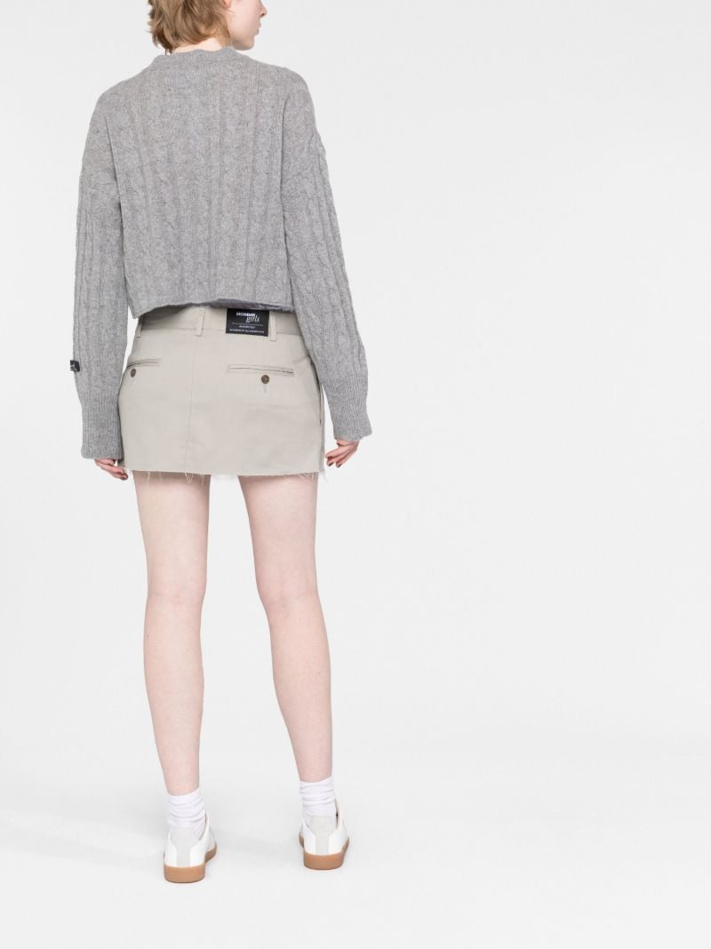 Grey Cropped Cable-knit Sweater