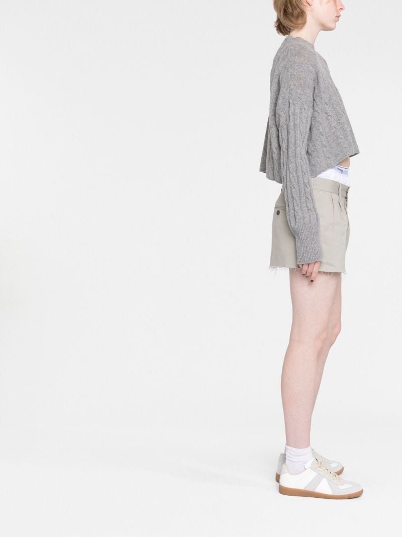 Grey Cropped Cable-knit Sweater
