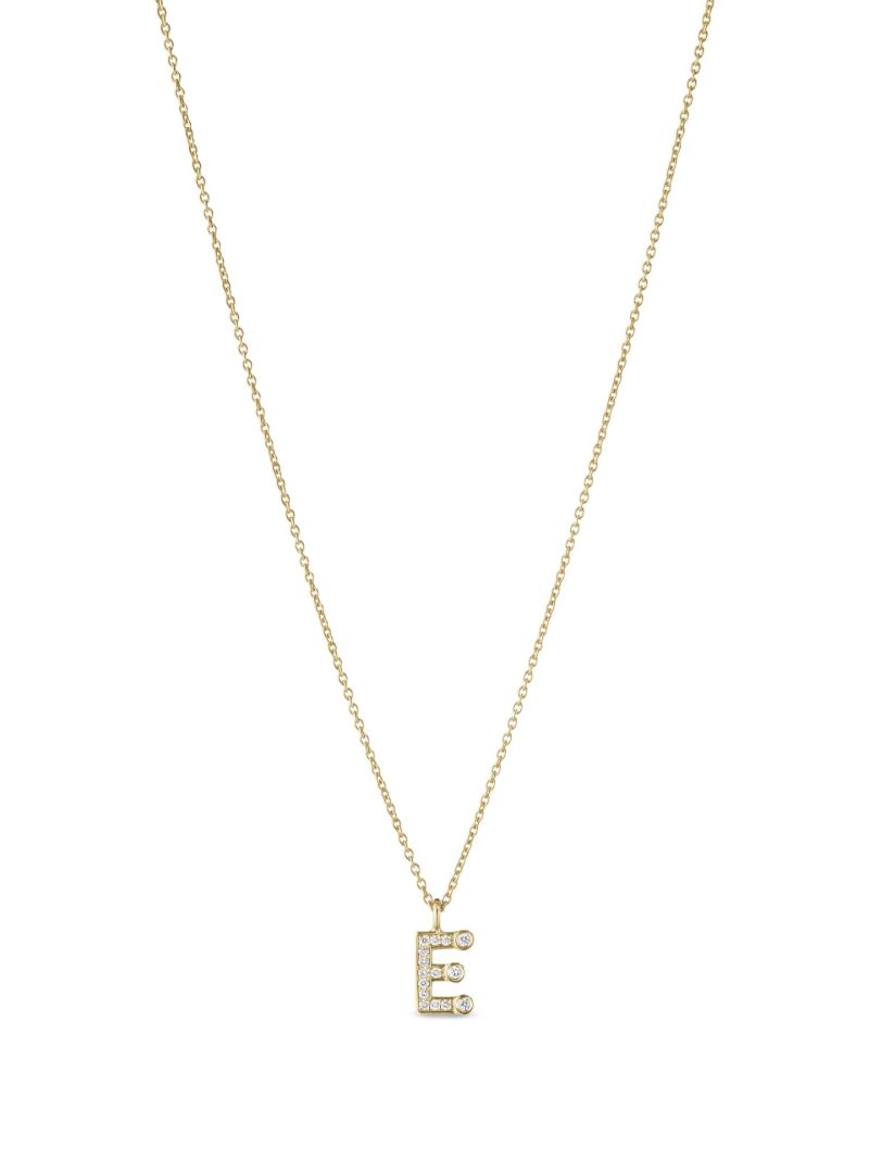 18k Yellow Gold Simple E Diamond Necklace