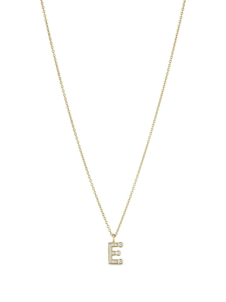 18k Yellow Gold Simple E Diamond Necklace