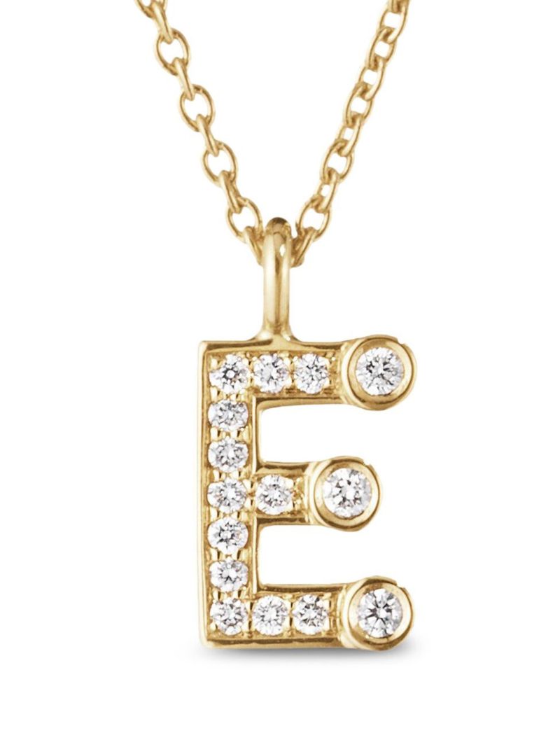 18k Yellow Gold Simple E Diamond Necklace