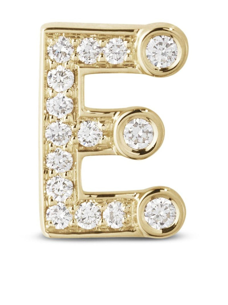 18k Yellow Gold Petite E Diamond Single Stud Earring