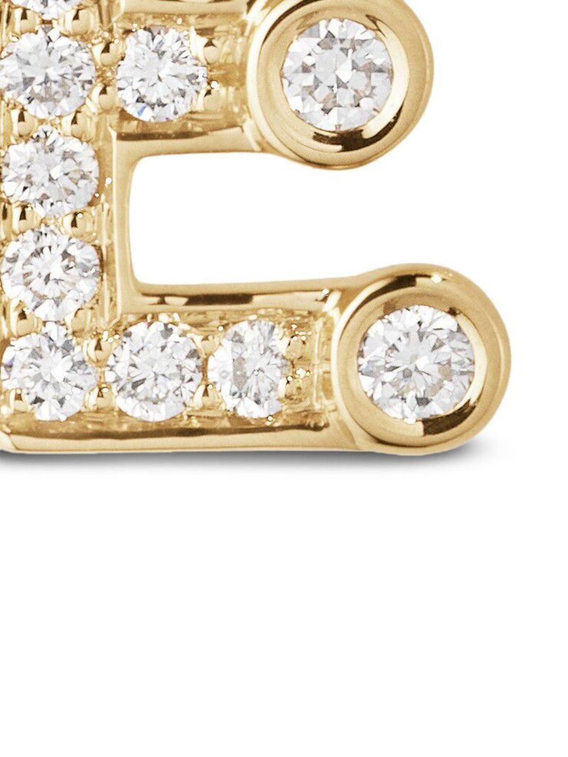 18k Yellow Gold Petite E Diamond Single Stud Earring