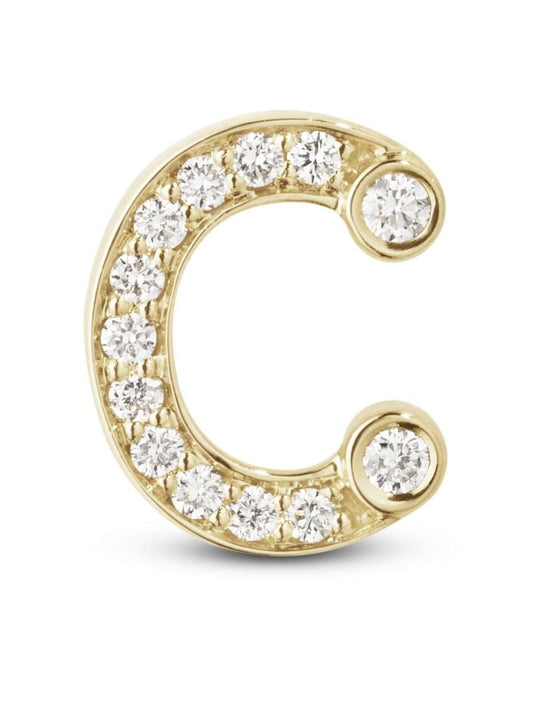 18k Yellow Gold Petite C Diamond Single Stud Earring