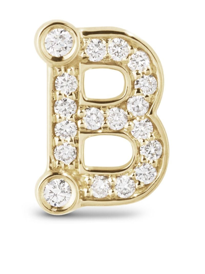 18k Yellow Gold Petite B Diamond Single Stud Earring