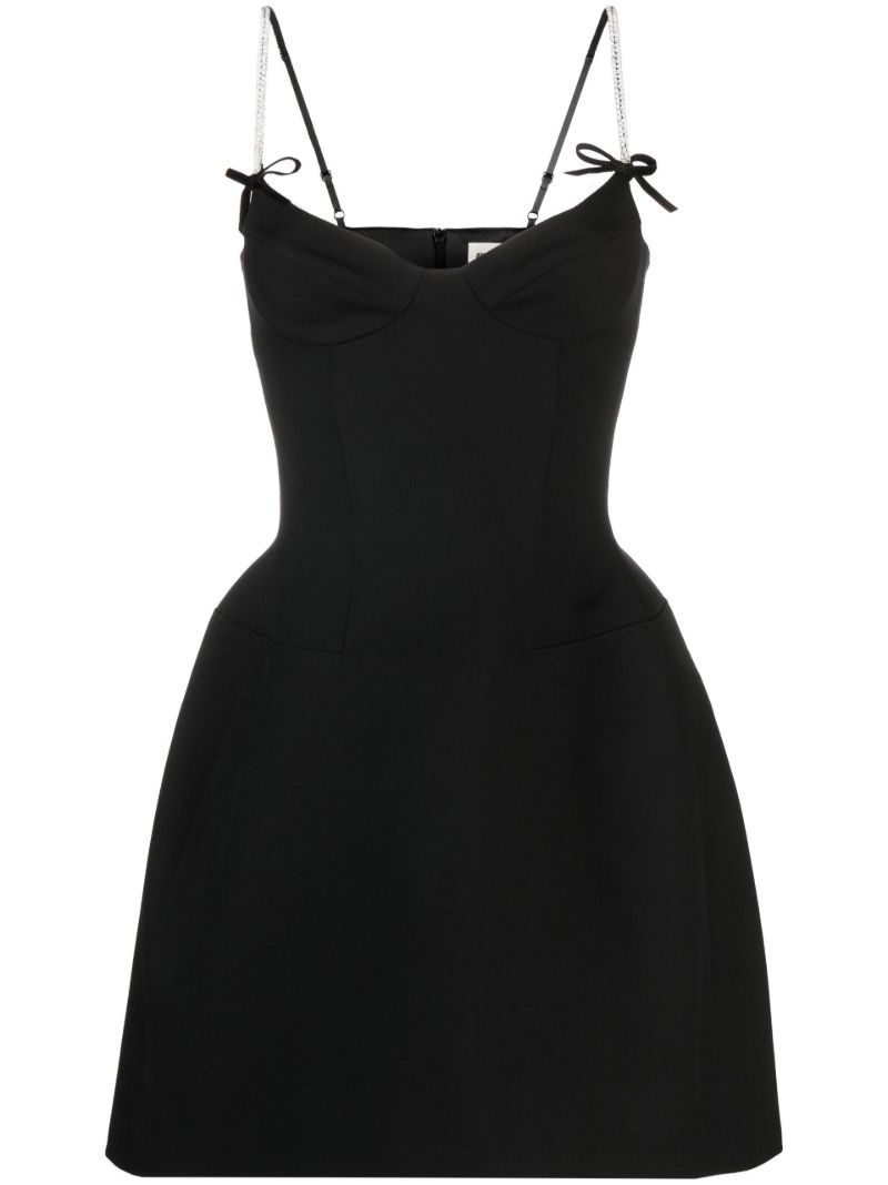 Black Crystal Strap Mini Dress
