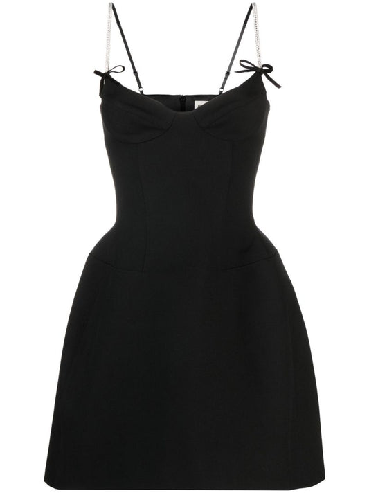 Black Crystal Strap Mini Dress