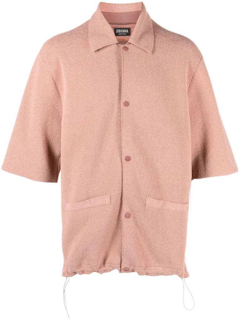 Pink BouclÃ_x0083_Â© Drawstring Shirt