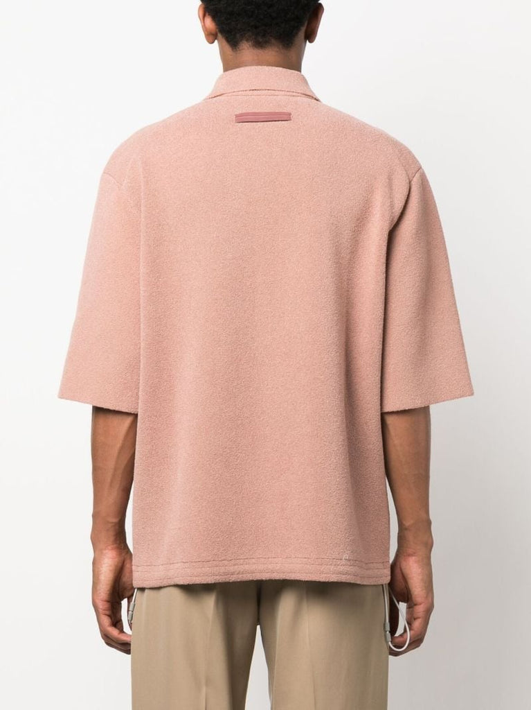 Pink BouclÃ_x0083_Â© Drawstring Shirt