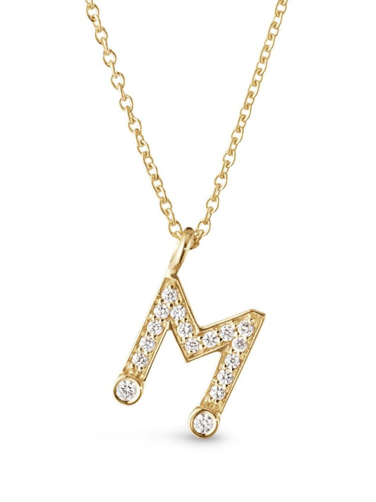 18k Yellow Gold Petite M Diamond Necklace