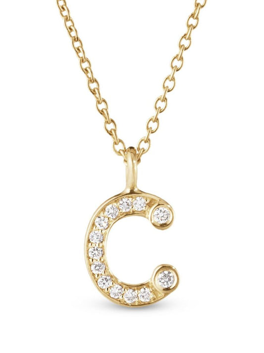 18k Yellow Gold Petite C Diamond Necklace
