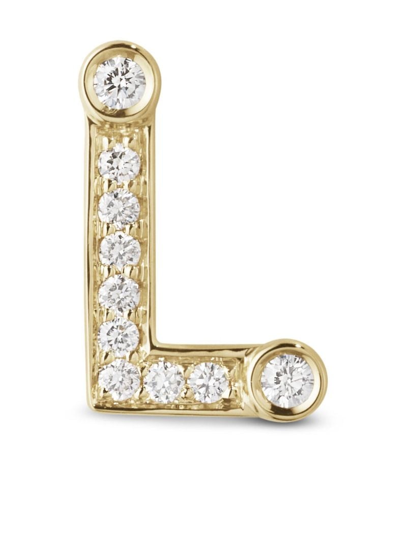 18k Yellow Gold Petite L Diamond Single Stud Earring