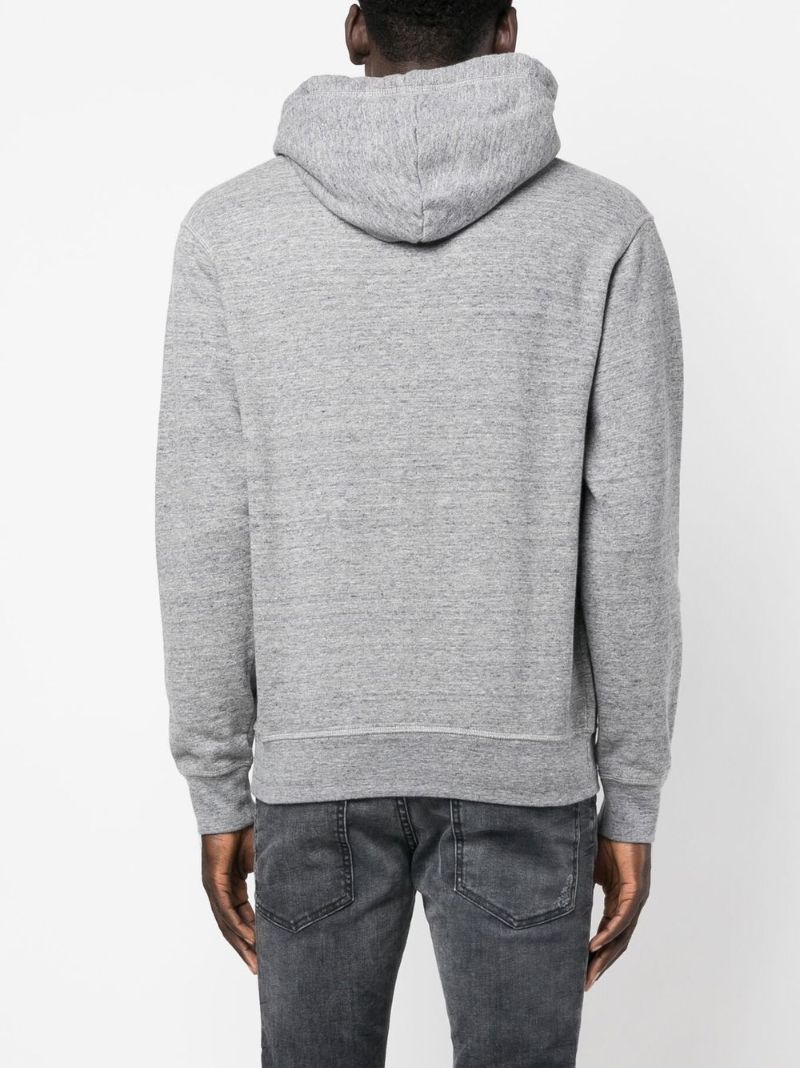 Grey Logo Print Drawstring Hoodie