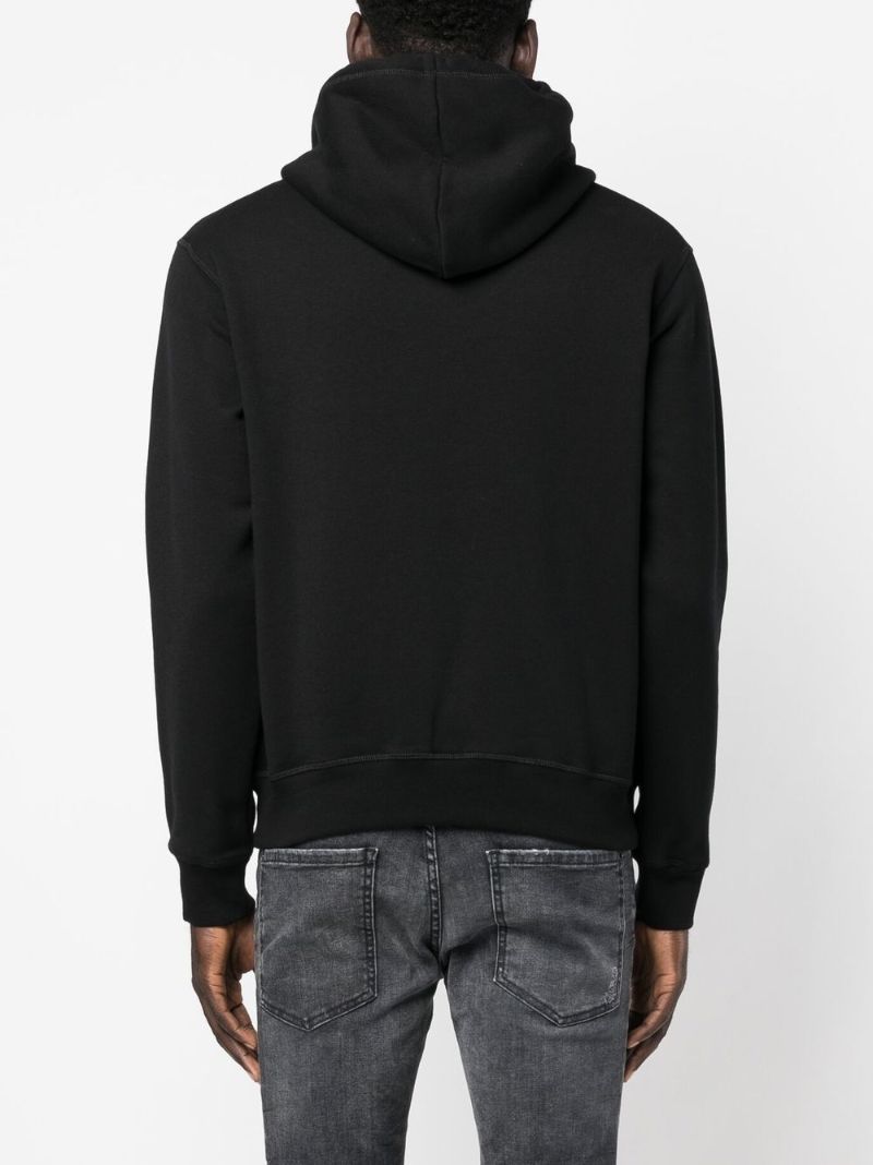 Black Logo Print Cotton Hoodie