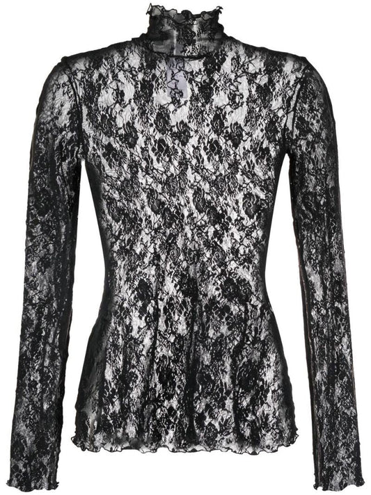 Black Floral Lace Top