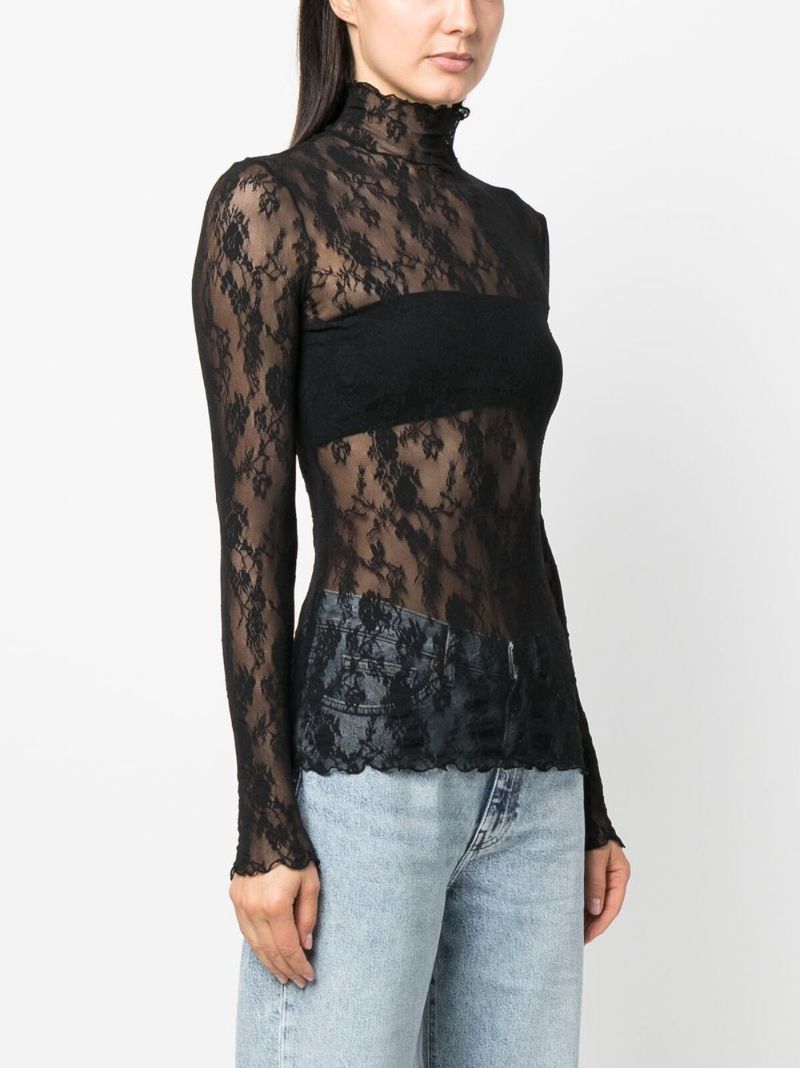 Black Floral Lace Top