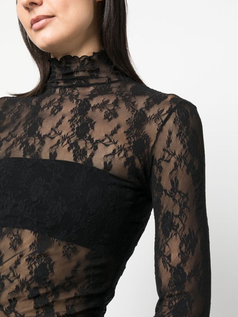 Black Floral Lace Top