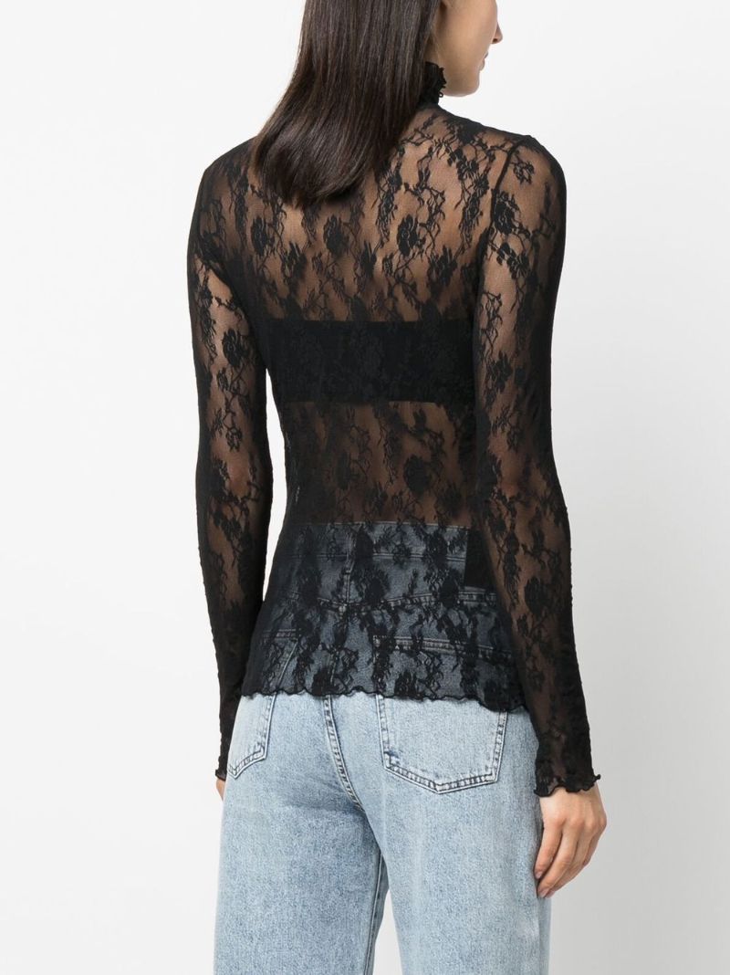 Black Floral Lace Top