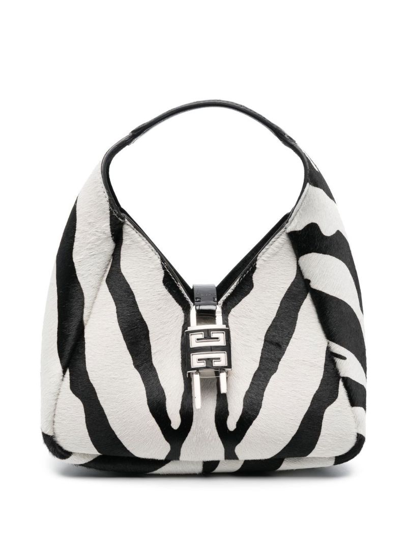 White Mini G-hobo Zebra Print Tote Bag