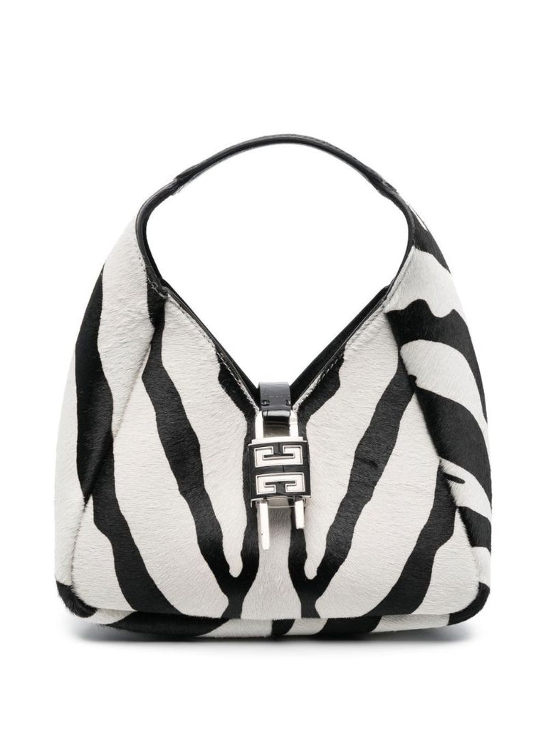 White Mini G-hobo Zebra Print Tote Bag