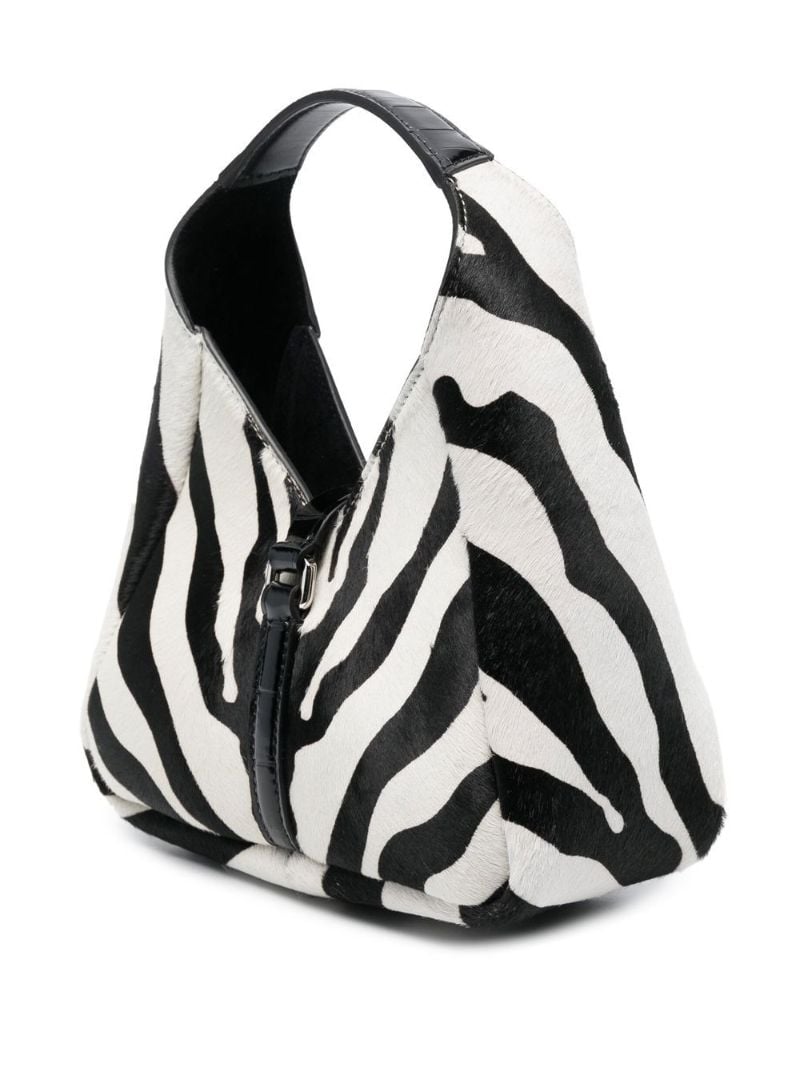 White Mini G-hobo Zebra Print Tote Bag