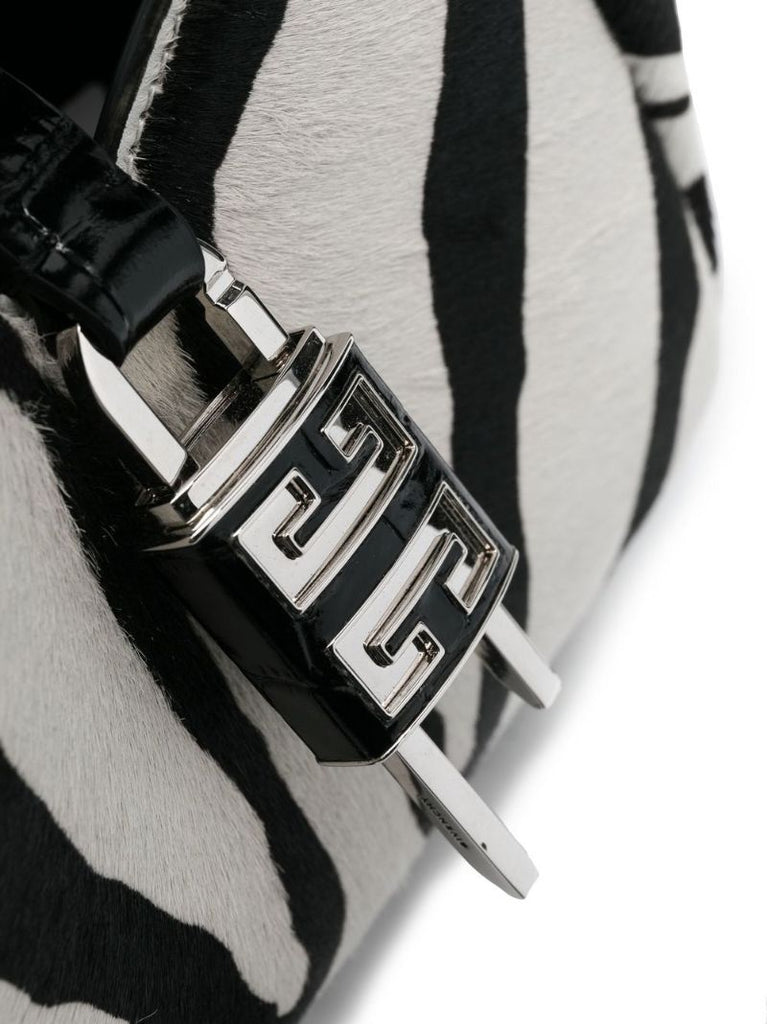 White Mini G-hobo Zebra Print Tote Bag