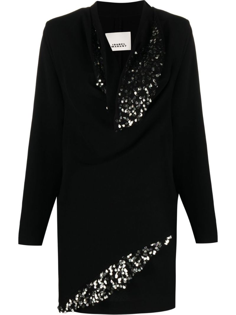 Black Lazeli Sequin Long-sleeve Dress