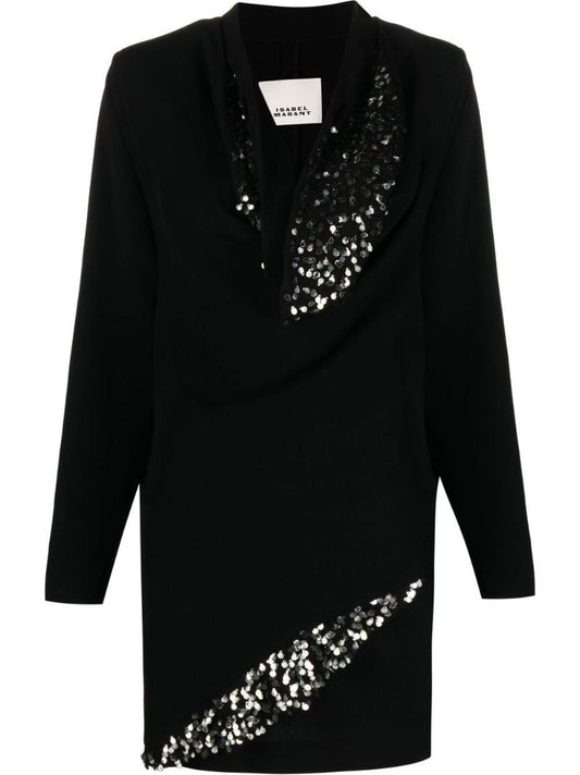 Black Lazeli Sequin Long-sleeve Dress