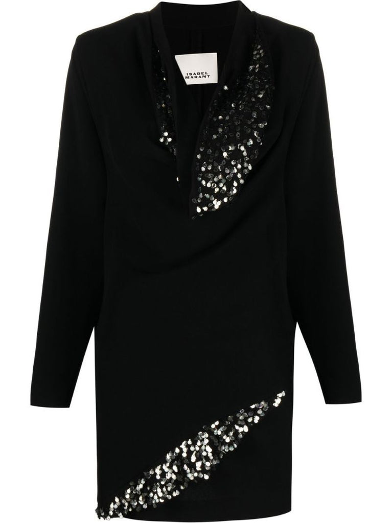 Black Lazeli Sequin Long-sleeve Dress