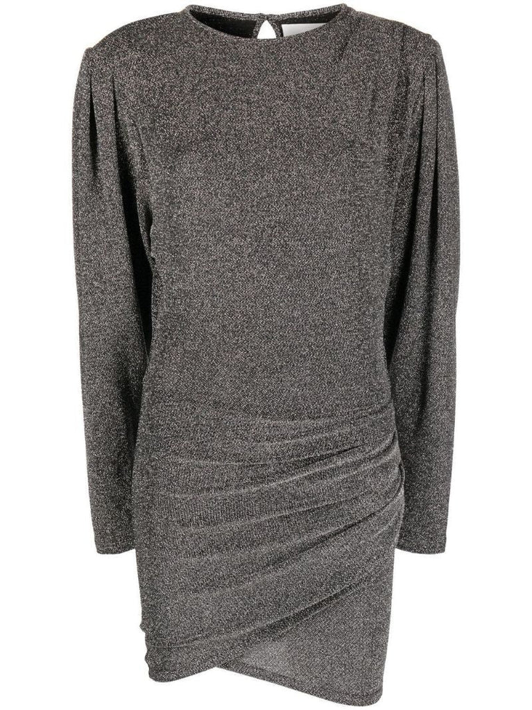 Silver Draped Long-sleeved Dress