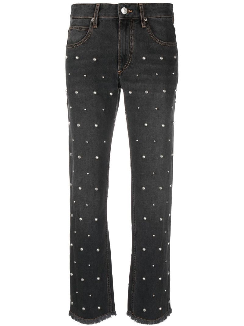 Black Dulano Beaded Straight-leg Jeans