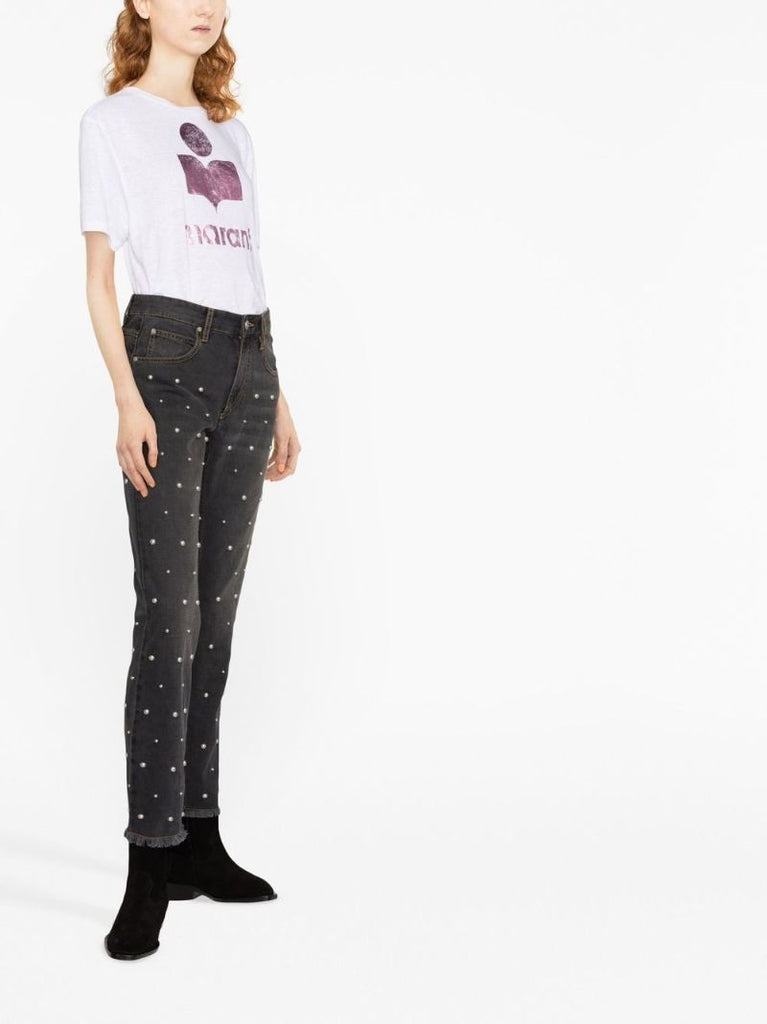 Black Dulano Beaded Straight-leg Jeans