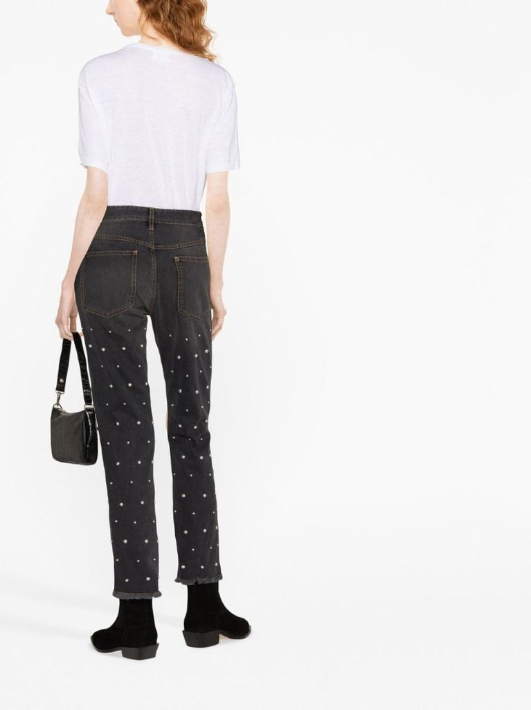 Black Dulano Beaded Straight-leg Jeans